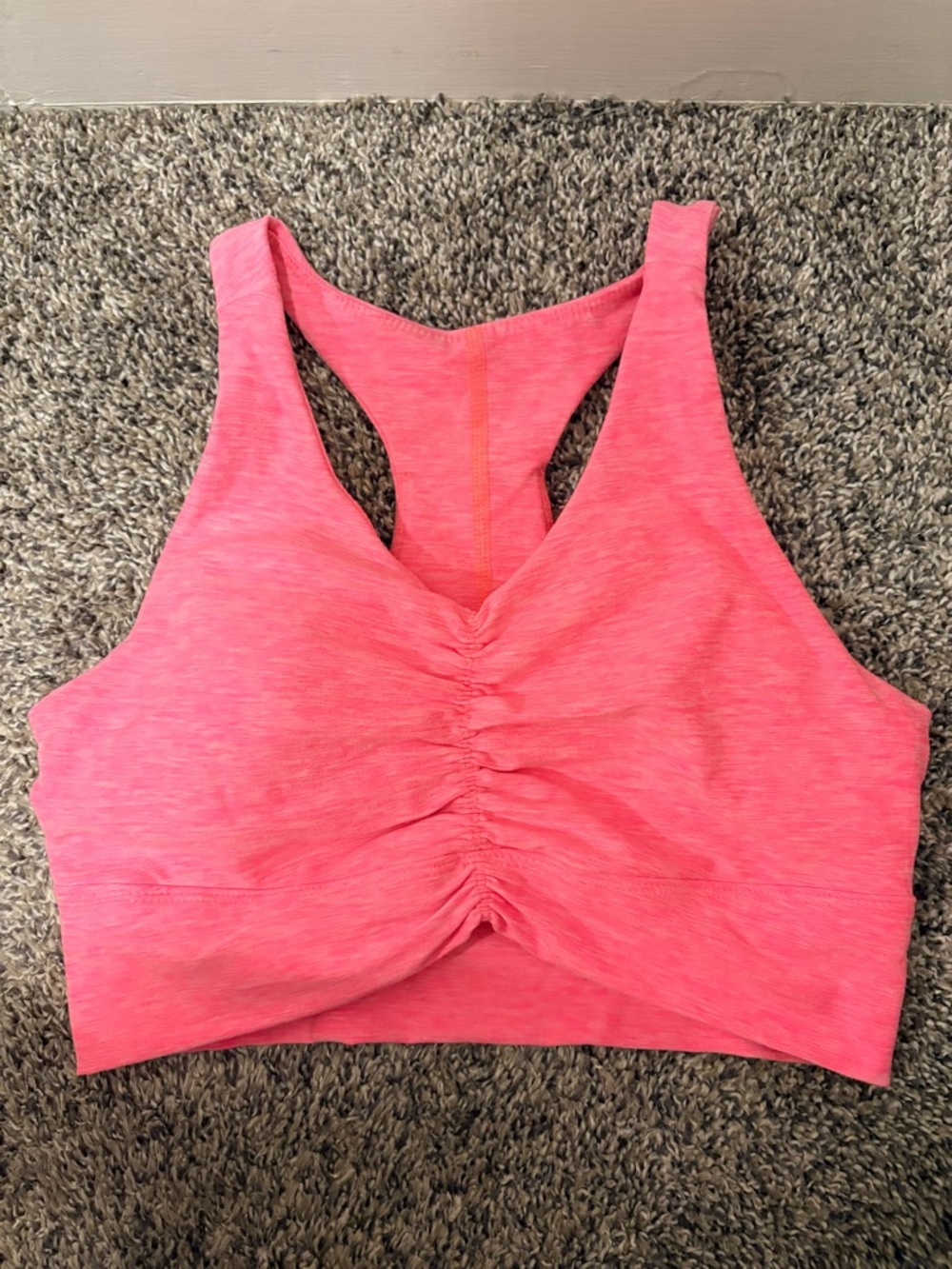 Vibrant Pink Ruched Racerback Sports Bra